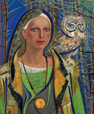 Ljudmila Feierabend-Perednewa - Portrait mit Eule
